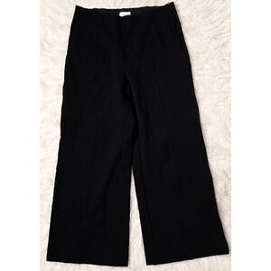 J Crew Ponte Knit Wide Leg Cropped Pants Black Stretch Work